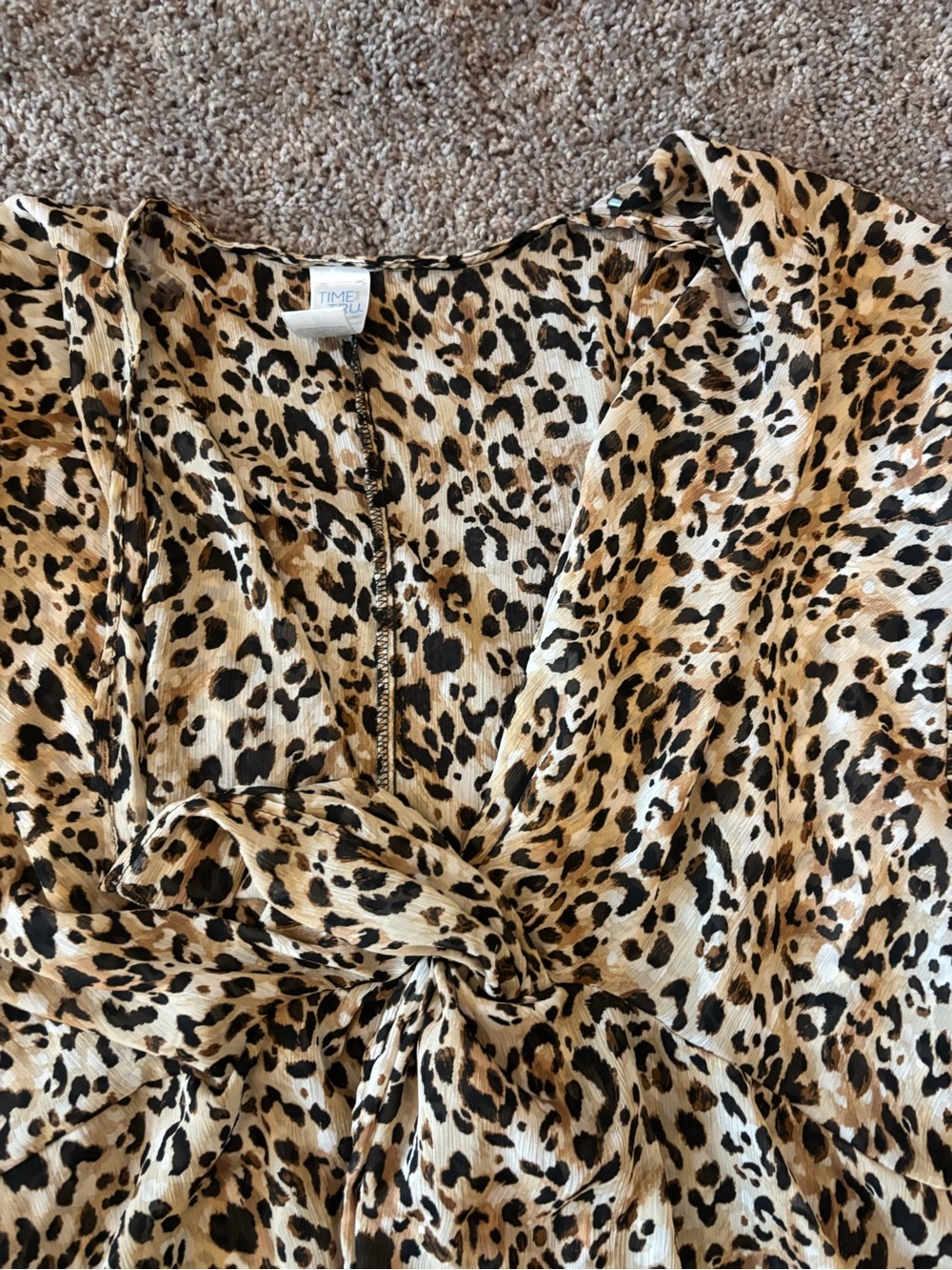 Time and Tru Leopard Print Swim Coverup in Tan and Black - Picture 2 of 3